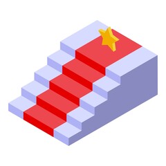 Motivation stairs icon isometric vector. Seminar speaker. Conference lecture