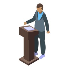 Business motivational speaker icon isometric vector. Seminar audience. Lecture motivation