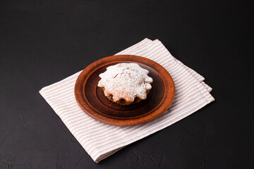 Sausage in dough, sausage in dough on a black background, Georgian cuisine