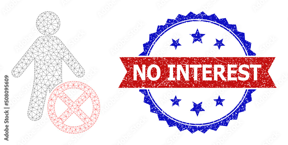 Aufkleber mesh net reject man polygonal model icon, and bicolor unclean no interest seal stamp. red stamp seal