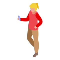 Young girl influencer icon isometric vector. Social like. Customer campaign