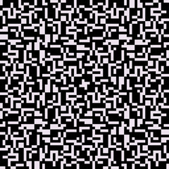 Black-white cubes texture. Seamless canvas of abstract pixel rectangles.