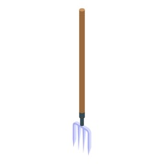 Farm fork icon isometric vector. Hay bale. Grass wheat