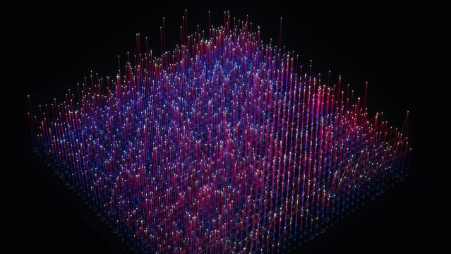 Rotation pink purple big data digital flow particles connection top side view motion design