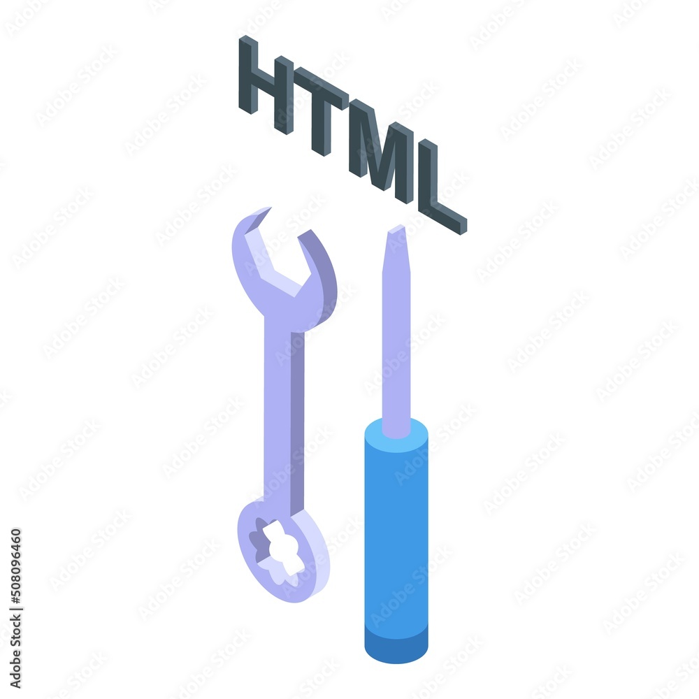 Poster html tool icon isometric vector. cms development. web design