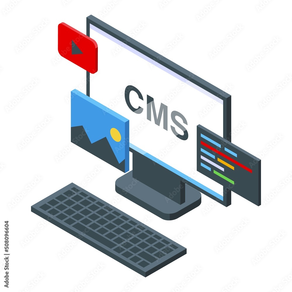 Poster cms development icon isometric vector. html interface. digital data