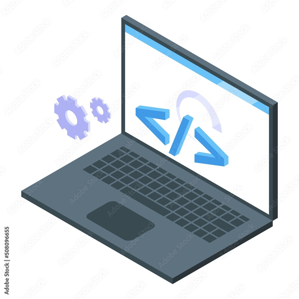 Poster computer interface icon isometric vector. software email. web development