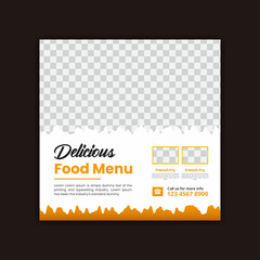 Food social media post and promotion or discount banner design template