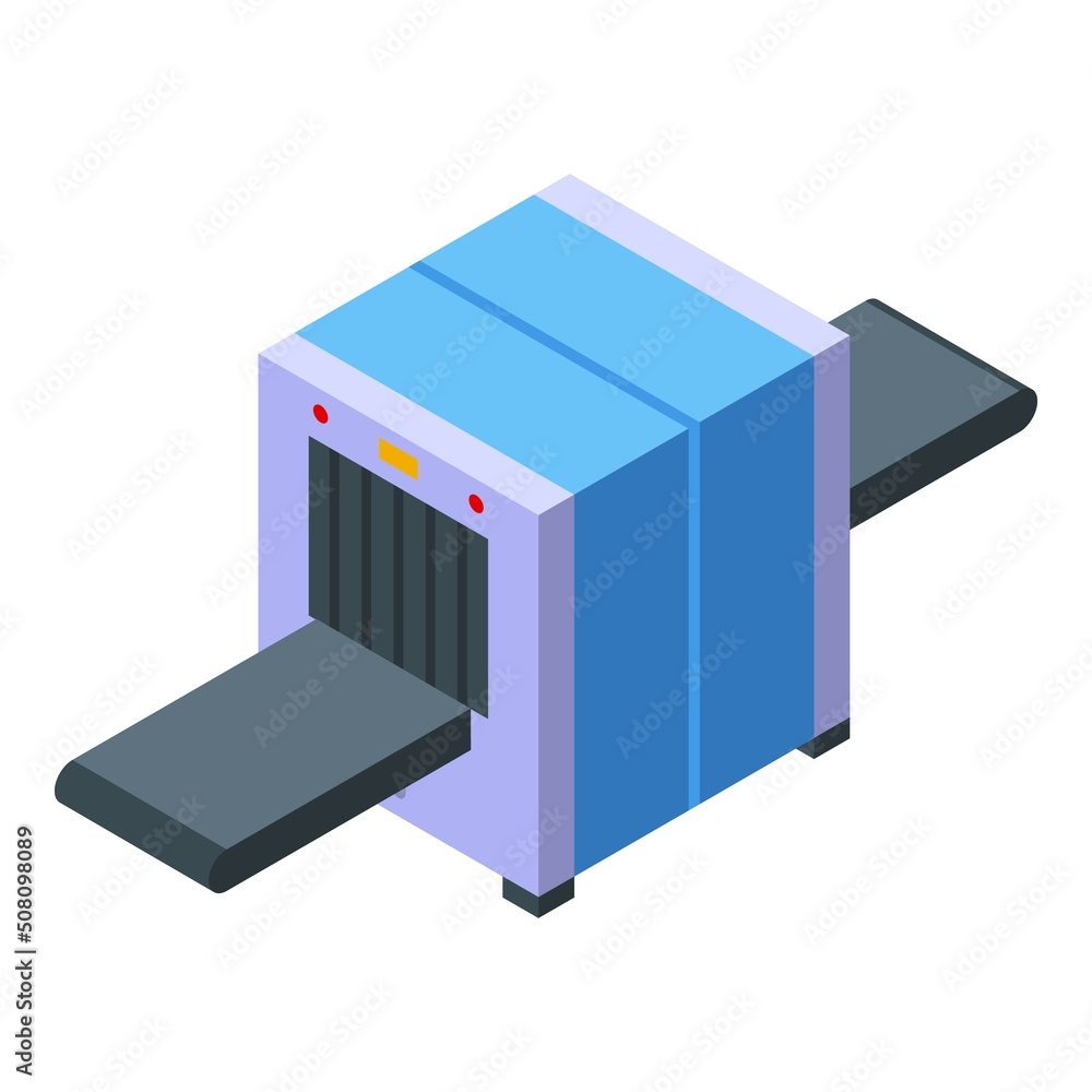 Poster xray scan box icon isometric vector. body chest. radiation machine