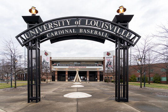 Louisville, KY, USA - December 28, 2021: The Entrance To Jim Patterson Stadium In Louisville, KY, USA, The Home Field Of The University Of Louisville Cardinals College Baseball Team. 