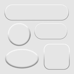 Neomorphic buttons in a modern style. Set of figures of neomrphisms. Symbols in the city of neomrphism for apps and websites