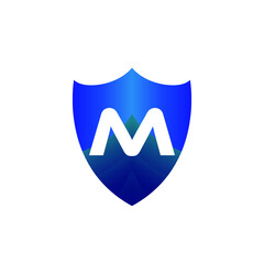 Letter M and Shield Security Logo Design. Vector Illustrator 