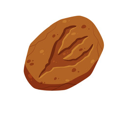 Footprints of a fossil dinosaur. Dino reptile foot trail. Paw in brown clay or stone.