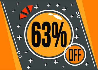 63% special offer. 63% discount for web and virtual stores. Vector in orange and black.