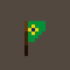 Brazil flag pixel art. Vector illustration.