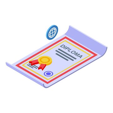 Learning diploma icon isometric vector. Computer training. Manager program
