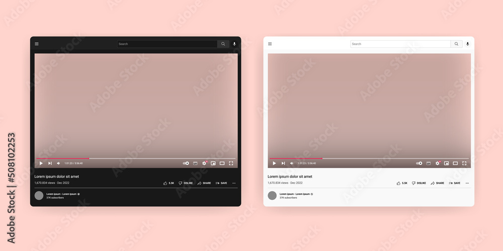 Aufkleber Online video browser windows - Template for displaying video in unbranded channel frame. Vector illustration