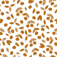 Simple vintage berry pattern. abstract brown cherry on a white background. Fashionable print for textiles, wallpaper and packaging.