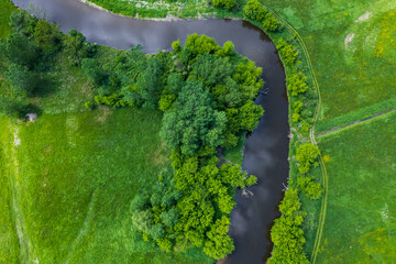 River Bend Aerial Drone View Top Down