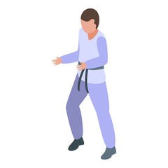 Karate kid icon isometric vector. Self man defense. Martial attack