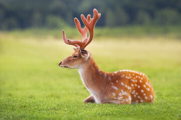 Beautiful deer on spring landscape