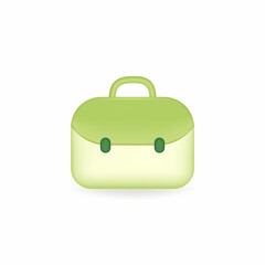 green business briefcase icon on white isolated background. concept of education, business. cartoon 3d vector illustration of a school office bag