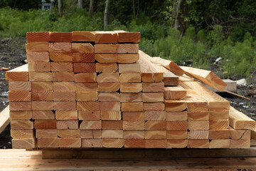 Stack of 2 x 4 wood for new construction