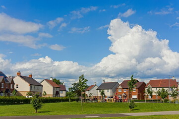 newly built houses in a UK village
