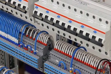 Automatic current switches installed in the electrical panel to protect the load lines.