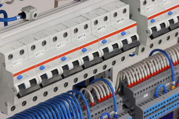 Automatic current switches installed in the electrical panel to protect the load lines.