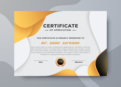 Gradient golden luxury certificate template, Diploma of modern design or gift certificate