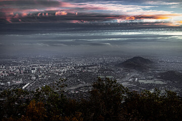 city at sunset. Santiago