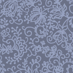 seamless floral pattern with decorative hand drawn flowers
