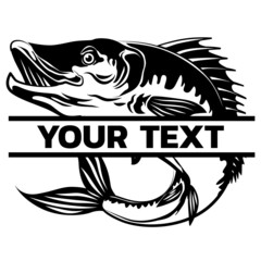 Bass Fish Monogram vector, Fishing Logo