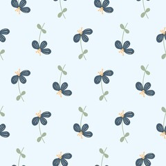 Floral pattern. Blue flowers on a pattern for background, textile, wallpaper.