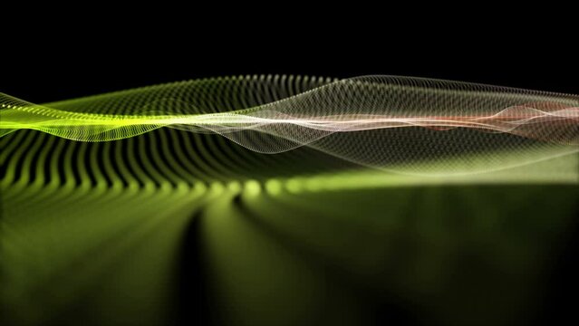 Futuristic video animation with particle wave object in slow motion, 4096x2304 loop 4K