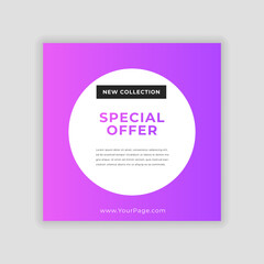 Fototapeta premium Social media template. Minimalistic sale poster with trendy gradient. Special offer banner. Vector illustration concept.