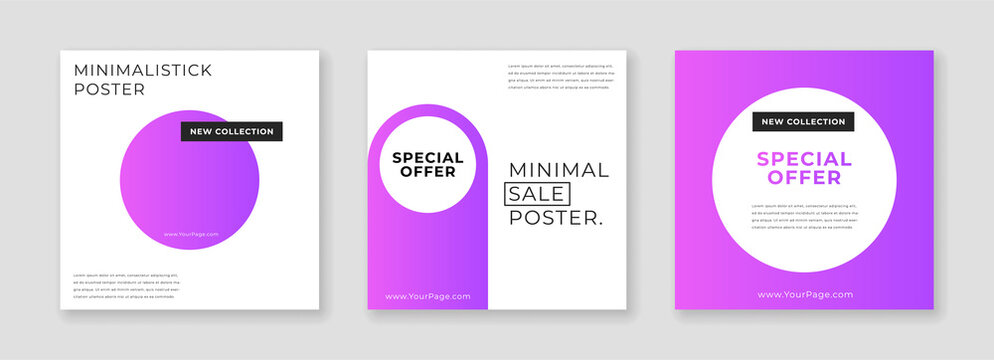 Social media template set. Minimalistic sale poster with trendy gradient. Special offer banner. Vector illustration concept. - Powered by Adobe