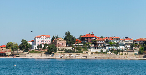 Fototapeta na wymiar Nessebar old town, Bulgaria, Back sea coastal landscape