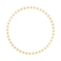 round vector frame - gold colored circle banner on white background	