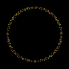 round vector frame - gold colored circle banner on black  background	