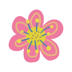 Flower clipart in flat style. Isolated vector.