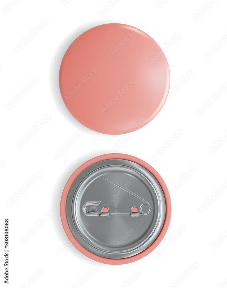 Canvas Prints Realistic Detailed 3d Red Blank Badges Pin Button Set Front and Back View. Vector illustration of Badge