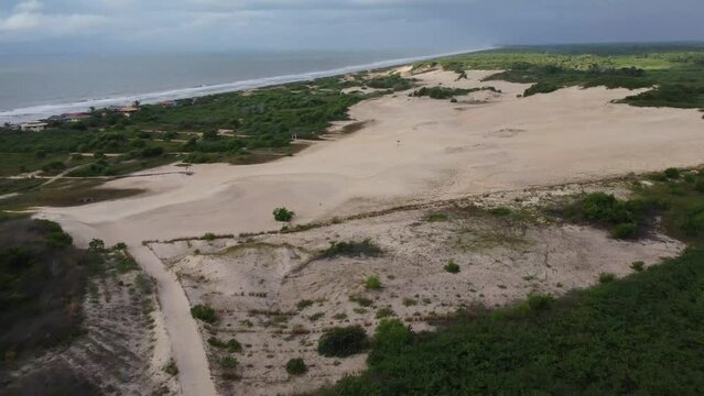 Ita&uacute;nas dunes in Espirito Santo, Brazil - aerial drone view