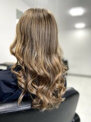 beautiful hair. dyed hair. hair coloring.  dyed hair in a beauty salon.