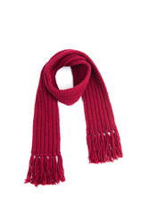 Red warm scarf on a white background