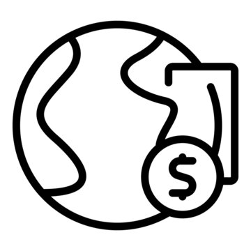 Earth global income icon outline vector. Work free. Coin dream