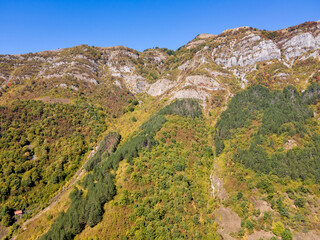 Aerial view of Iskar River Gorge near village of Ochindol, Bulgaria