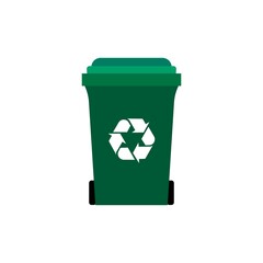 Recycling or zero waste vector icon illustration in color. Arrows on trash can picture. Trendy flat isolated image symbol sign on white for: logo, banner, app, design, web, dev, ui, gui. Vector EPS 10