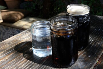 diffrent kind of filled glasses on a table